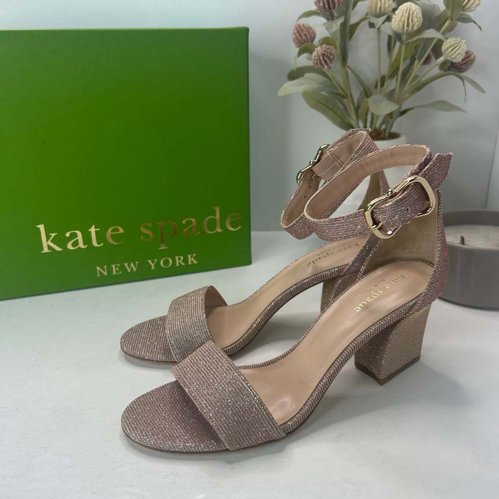 Kate Spade Susane Glitter Block Heel Sandals Pink S733001 Women's 6M